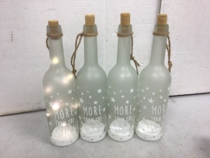 Lot of (4) Light Up Home Decor Bottles, New