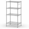 4-Wire Shelving Metal Adjustable Storage Rack with Removable Hooks