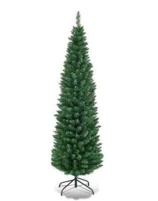 6 ft. PVC Unlit Artificial Slim Pencil Christmas Tree with Stand