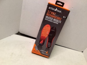 Action Heat 3.7 Volt Rechargeable Heated Insoles, Medium, Powers Up, Ecommerce Return