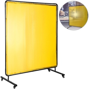 Welding Curtain Welding Screens 6' X 6' Flame Retardant Vinyl With Frame Yellow. Appears New