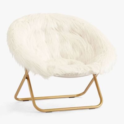 Himalayan Ivory Faux-Fur Hang-A-Round Chair 