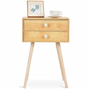 Mid Century Modern 2 Drawers Nightstand