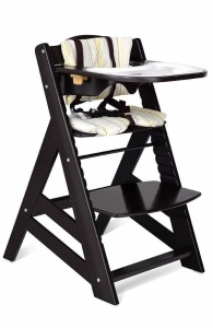 Adjustable Height Wooden Baby High Chair with Removeable Tray 