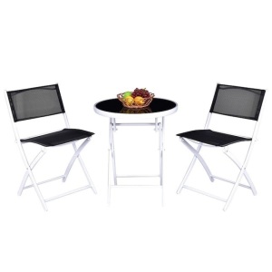 3-Piece Metal Outdoor Patio Bistro Sets Folding Table Chair