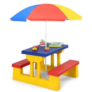 Kids Picnic Table Set with Removable Umbrella 