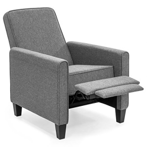 Modern Sleek Upholstered Fabric Padded Executive Recliner Club Chair w/Leg Rest, Sturdy Frame, Slate Gray 