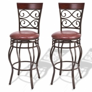 Set of 2 Vintage Bar Stools Swivel Padded Seat