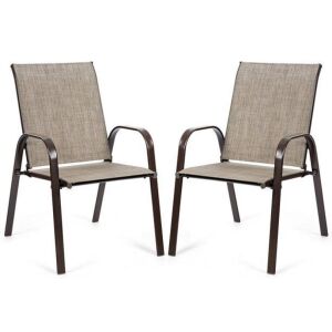 2 Pcs Patio Dining Chair with Armrest