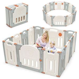 Foldable Baby Playpen 14 Panels Kids Activity Play Yard 