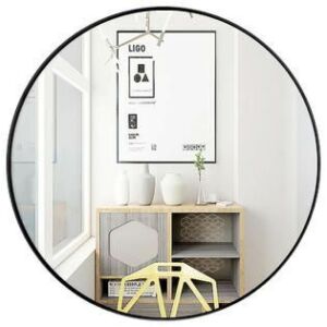 27.5" Modern Metal Wall-Mounted Round Mirror