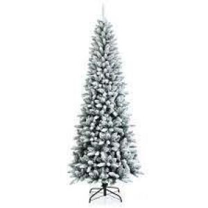 7.5' Snow Flocked Artificial Christmas Pencil Tree 