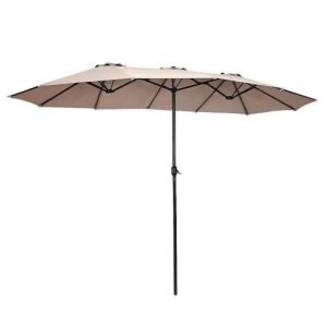 15 ft. Steel Market Double-Sided Twin Patio Umbrella with Crank