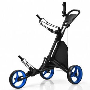 Folding 3 Wheels Golf Push Cart With Bag Scoreboard Adjustable Handle