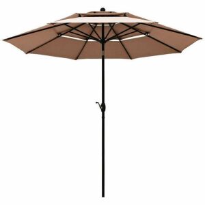 10Ft 3 Tier Patio Umbrella Aluminum Sunshade Shelter Double Vented