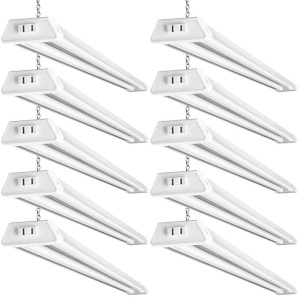10 Pack Linkable LED Utility Shop Light, 4000 LM, 4 FT, 48 Inch Integrated Fixture for Workshop, 40W Equivalent 260W, 5000K Daylight,. Appears New