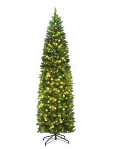 7.5' Pre-Lit LED Hinged Pencil Christmas Tree 