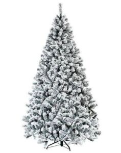 7.5 ft. Unlit Premium Snow Flocked Hinged Artificial Christmas Tree with Metal Stand