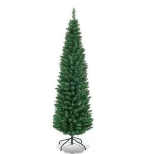 6 ft. PVC Unlit Artificial Slim Pencil Christmas Tree with Stand