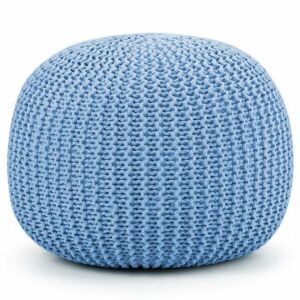 100% Cotton Hand Knitted Pouf Floor Seating Ottoman