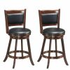 Set of 2 24" Swivel Counter Upholstered Seat Wooden Dining Chairs