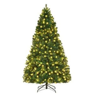 7.5 ft. Pre-Lit Hinged PVC Artificial Christmas Tree with 400-LED Lights and Stand