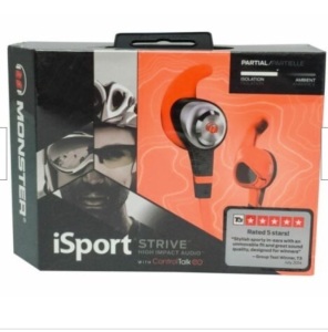 Monster iSport Strive In Ear Headphones Orange w/ Control Talk, NEW