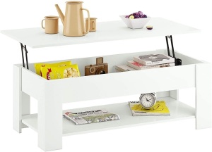 Lift Top Coffee Table with Hidden Compartment and Storage Shelves