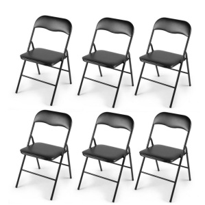 Folding Outdoor Plastic Dining Chairs, Black, 6 Pack  
