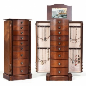 Large Wooden Jewelry Storage Box Organizer