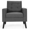 Modern Tufted Accent Fabric Armchair w/ Rubber Wood Legs  