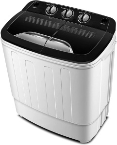 Portable Twin Tub Washing Machine with 7.9lbs Wash and 4.4lbs Spin Cycle Compartments 