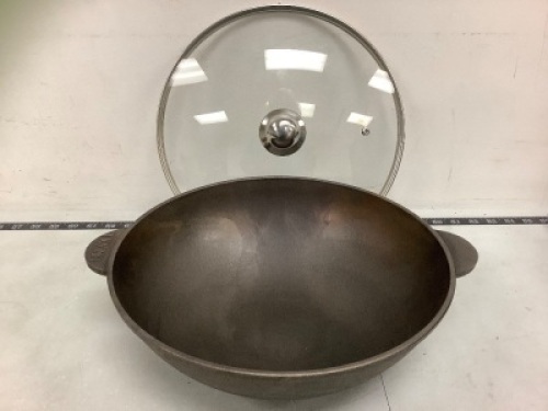 Brizoll Cast Iron Wok With Glass Lid, E-Commerce Return