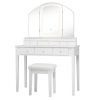 Vanity Table Stool Set Large Tri-folding Lighted Mirror 6 Drawer Dresser 