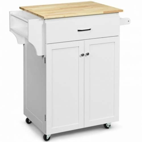 Utility Rolling Storage Cabinet Kitchen Island Cart With Spice Rack