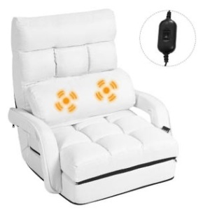 Folding Lazy Sofa Floor Massage Chair Lounger w/Armrests Pillow 