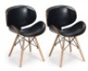Set of 2 Bentwood&nbsp;Mid-Century Dining&nbsp;Accent Chair Curved Back PU Leather&nbsp;