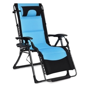 Outdoor Folding Padded Zero Gravity Oversized Patio Recliner Chaise 