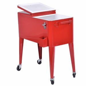 Red Portable Outdoor Patio Cooler Cart 