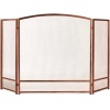 3-Panel Simple Steel Mesh Fireplace Screen w/ Rustic Worn Finish - 47x29in