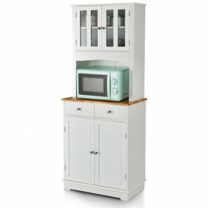 Kitchen Pantry Cabinet With Wood Top And Hutch 