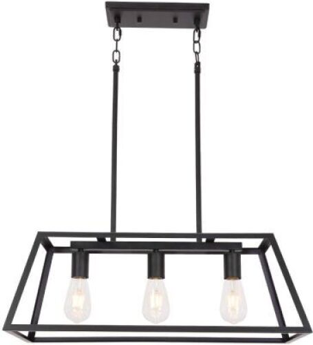 Eluze 3-Light Kitchen Isand Pendant Lighting, Black - Appears New