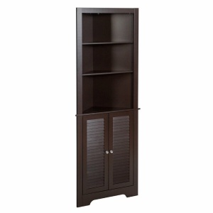 Free Standing Tall Bathroom Corner Storage Cabinet With 3 Shelves 