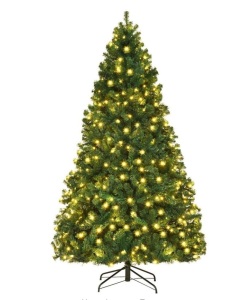 7.5 ft. Pre-Lit Hinged PVC Artificial Christmas Tree with 400-LED Lights and Stand