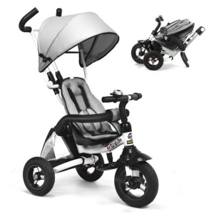 6-in-1 Baby Foldable Stroller Tricycle w/Canopy Bag and Sponge Guardrail  