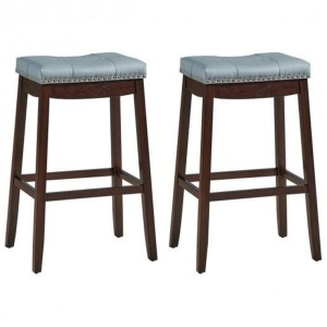 29" Nailhead Saddle Bar Stools, Set of 2  