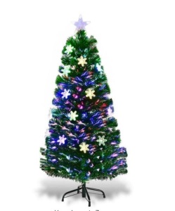 4 ft. Pre-Lit Fiber Optic Artificial Christmas Tree with Multi-Color Lights Snowflakes