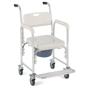  Medical Commode Toilet Seat Shower Wheelchair with Locking Casters 