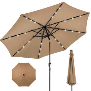 Solar LED Lighted Patio Umbrella w/Tilt Adjustment, UV- Resistance- 10ft