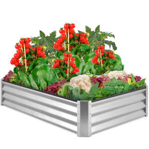 Outdoor Metal Raised Garden Bed for Vegetables, Flowers, Herbs 